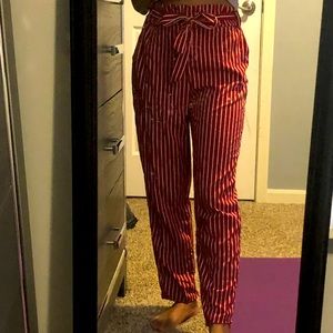 stripped pants, size small, silk